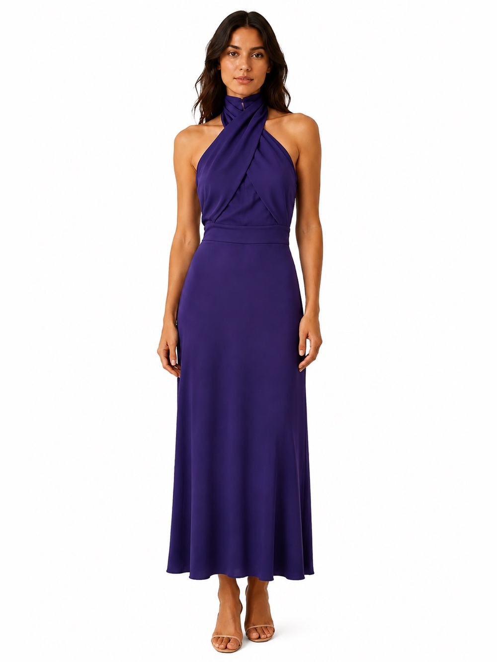 New Reiss Elegant Purple Halter Maxi Dress
